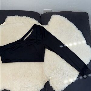 Black One-Shoulder Triangle Asymmetrical Cutout Top